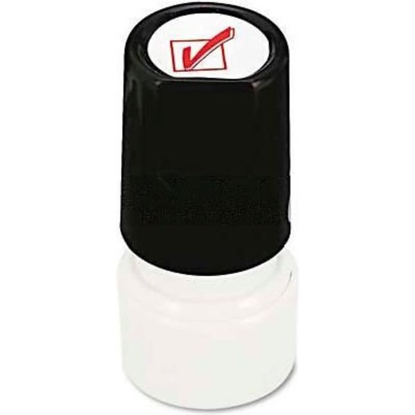 Universal Universal Round Message Stamp, CHECK MARK, Pre-Inked/Re-Inkable, Red UNV10075***